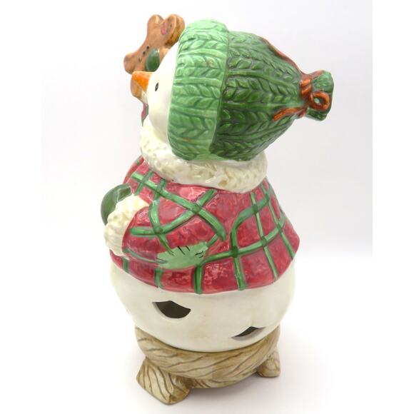 BICO Snowman Tealight Candle Holder Ceramic Christmas Gingerbread Holiday Decor - Picture 4 of 10